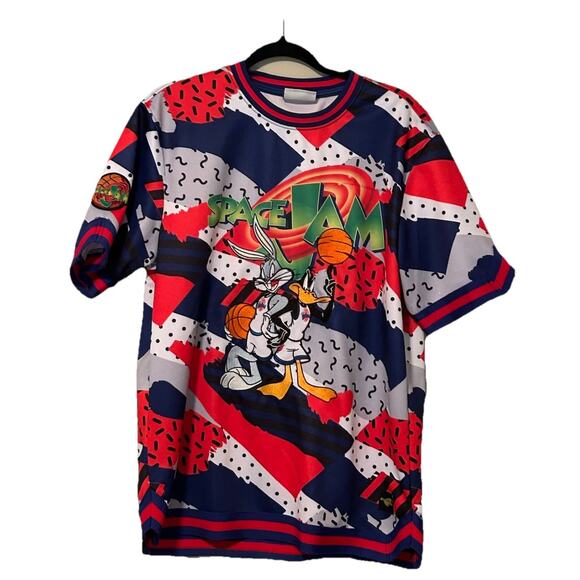 Space Jam Shirt Mens XL Multicolor Bugs Bunny Daffy Duck Looney Embroidered - Picture 1 of 8